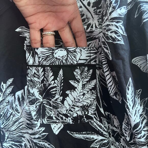 Victoria's Secret Long-Sleeve Floral Printed Black White Sleep Shirt Cotton M - Picture 4 of 5